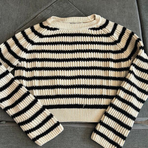 Zara black and cream striped knit sweater small